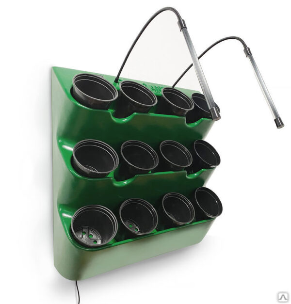 Зеленый фитомодуль «BOXSAND 12» с фитосветильником
